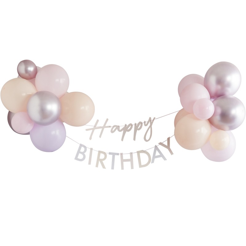 Geld rubber boter Mijnenveld slinger happy birthday pastel met ballonnen