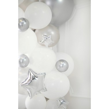 25 folieballonnen mini ster 10cm zilver